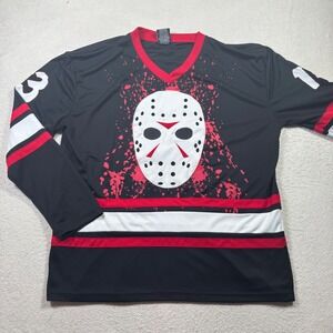 Friday the 13th Hockey Jersey Mens XL Black Jason Voorhees Good Blood Splatter